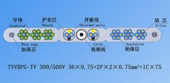 扁平絞合型排列帶屏蔽、鋼芯和視頻線電梯電纜